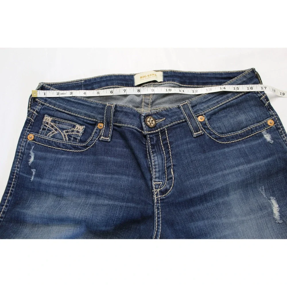 Big Star New Hazel Bootcut Jeans 32R Dark Wash Distressed Denim FWHAZRBS